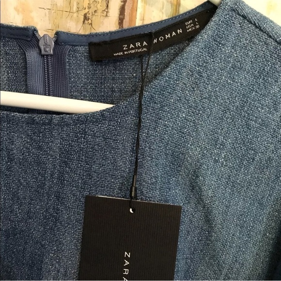 New Zara Women Denim Linen blouse xsmall or small - Picture 4 of 6